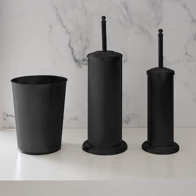 Toilet Brush and Plunger 3 Piece Bathroom Set - Matte Black - 6.3 x 6.3 x 18.7