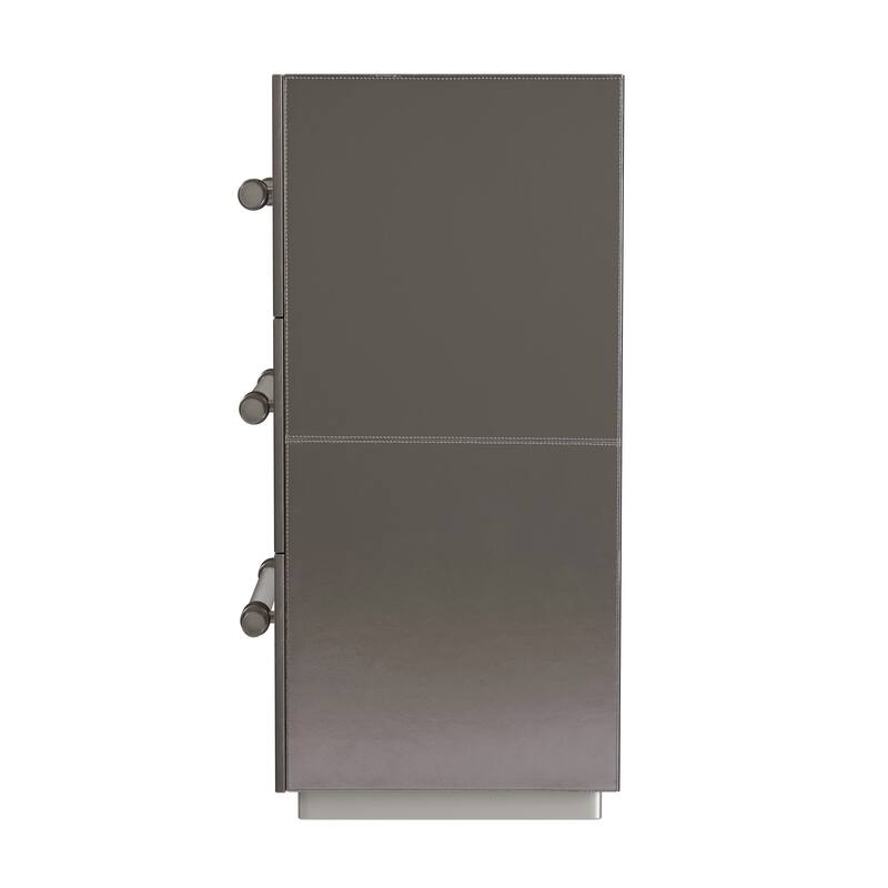 Allman 48 in. W Rectangular Wood and Leather 3 Drawer Accent Chest