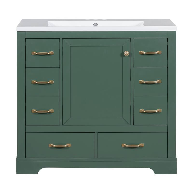 Bathroom Vanity with Sink Combo, Six Drawers