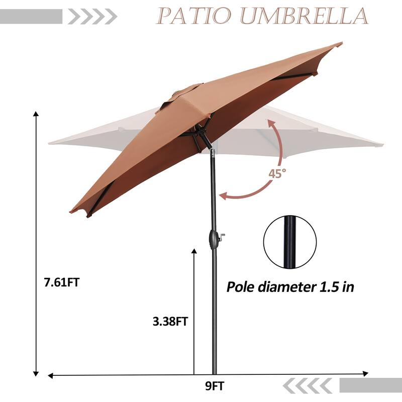 Autlaycil 9ft Patio umbrella With Base And Push-Button Tilt & Crank