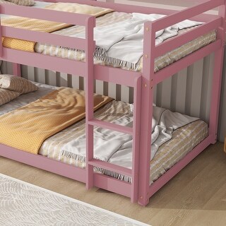 Classic Wooden Bunk Bed,Twin over Twin Floor Bunk Bed