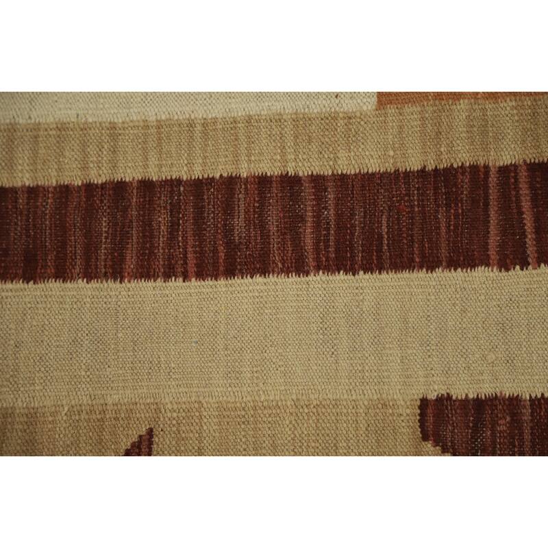 Hand Woven Oriental 100% Wool Carpet Southwestern Tribal Beige & Ivories Kilim Area Rug - 5' 7'' X 3' 11''