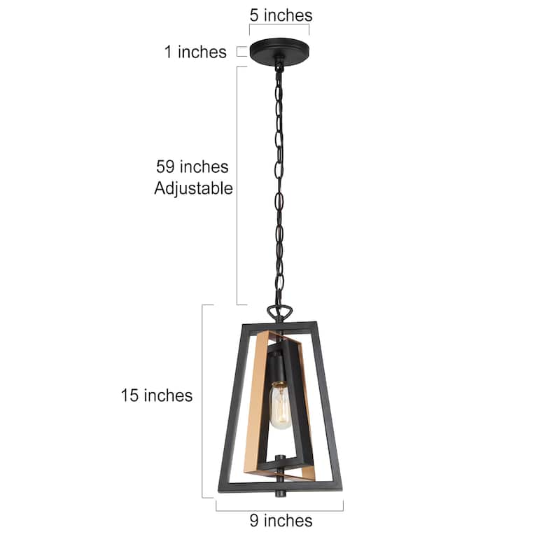 Modern 1-Light Gold&Black Metal Kitchen Island Pendant Lighting Adjustable Frame