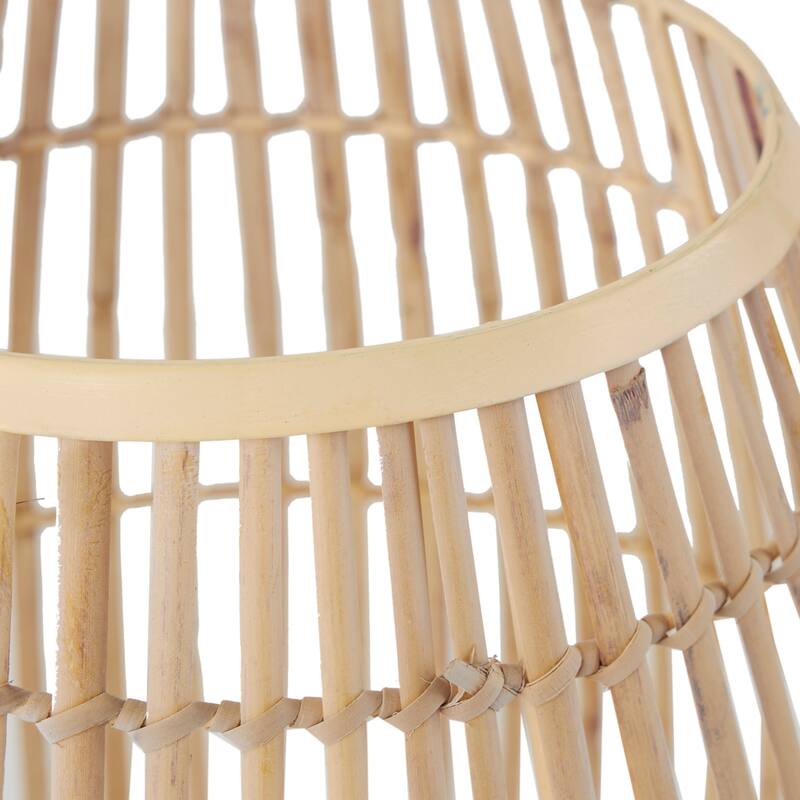 Brown Bamboo Wood Handmade Open Frame Round Decorative Vase