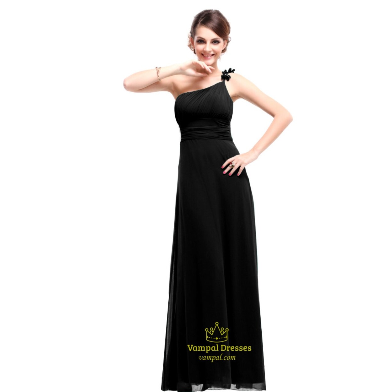 black one shoulder bridesmaid dress