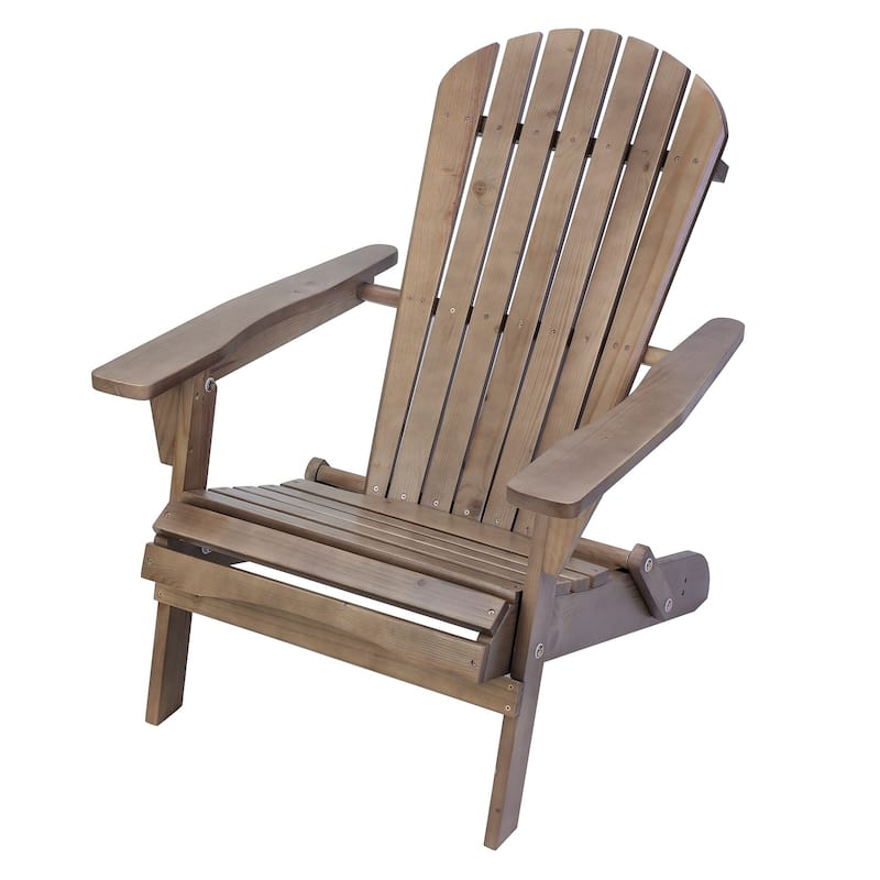 Grand Collection Folding Large Size Adirondack Chair Pine Wood, Dark Brown