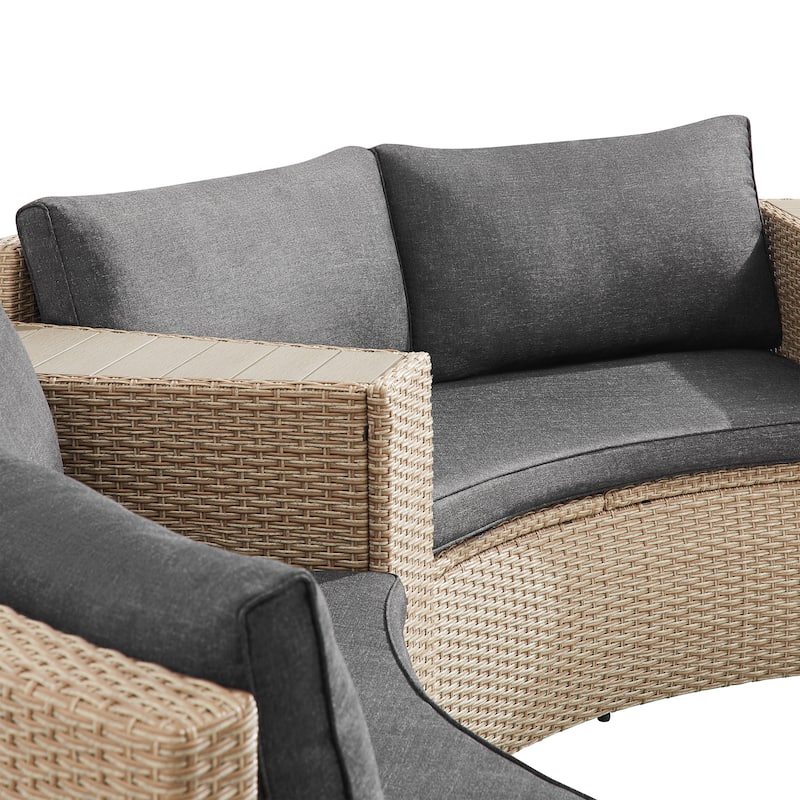 Corvus Fiji Half Round 8-piece Outdoor Wicker Sectional Curved Sofa Set