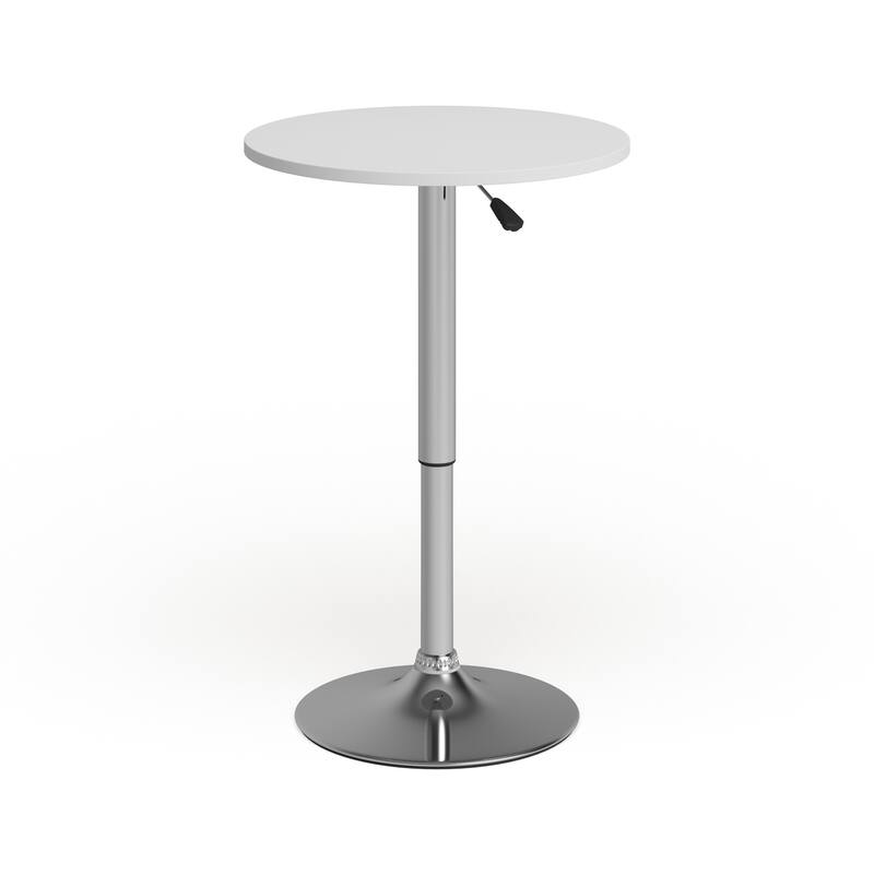 23.75" Round Adjustable White Wood Table (Adjustable Range 26.25" - 35.75")