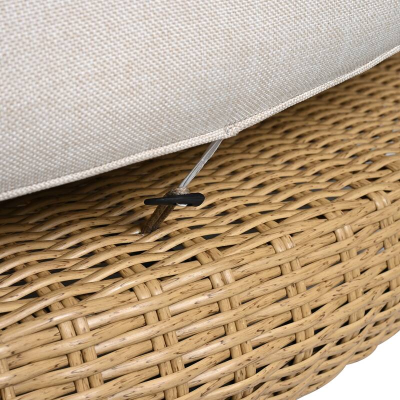 Scott Living Jennie Outdoor Round Wicker Daybed with Water-Resistant Beige Cushions