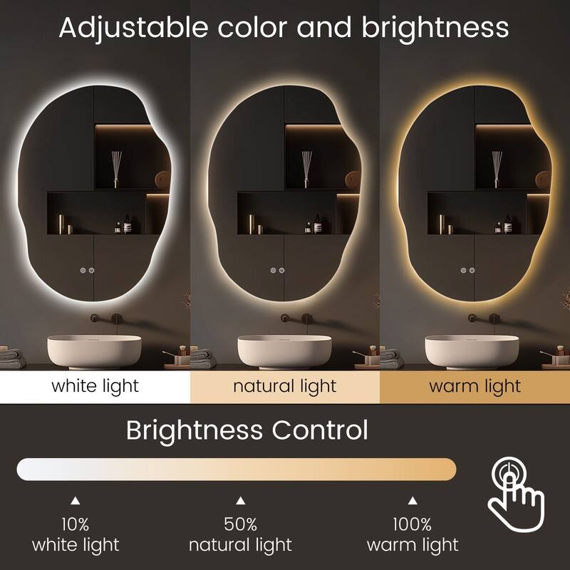 Wallbeyond 3-Tone Modern Style Frameless Rectangular LED Wall Mirror