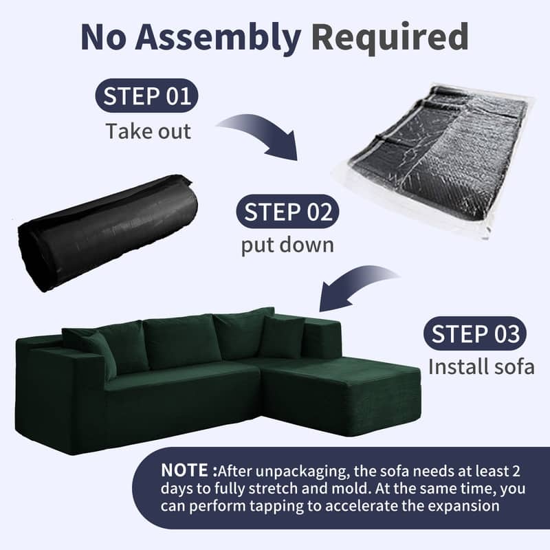 Mixoy W106'' Modern 2-Piece Free Combination Corduroy Upholstered L-Shaped Modular Sectional Sofa with Right Chaise and Pillow