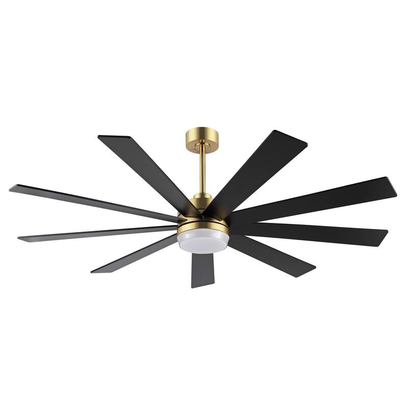 WINGBO 65/72/84" DC Motor LED Ceiling Fan with Remote Control - Black and Gold - 84"