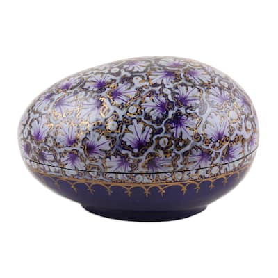 Novica Handmade Purple Chinar Foliage Papier Mache Egg Box (4.5 Inch)