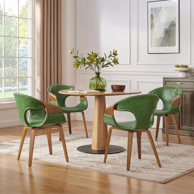 Art Leon Mid-century Modern Faux Leather Bentwood Dining Chair