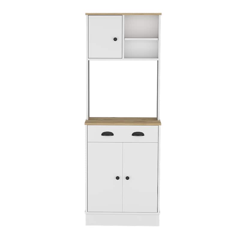Microwave Storage Stand With 3-Doors And Drawer