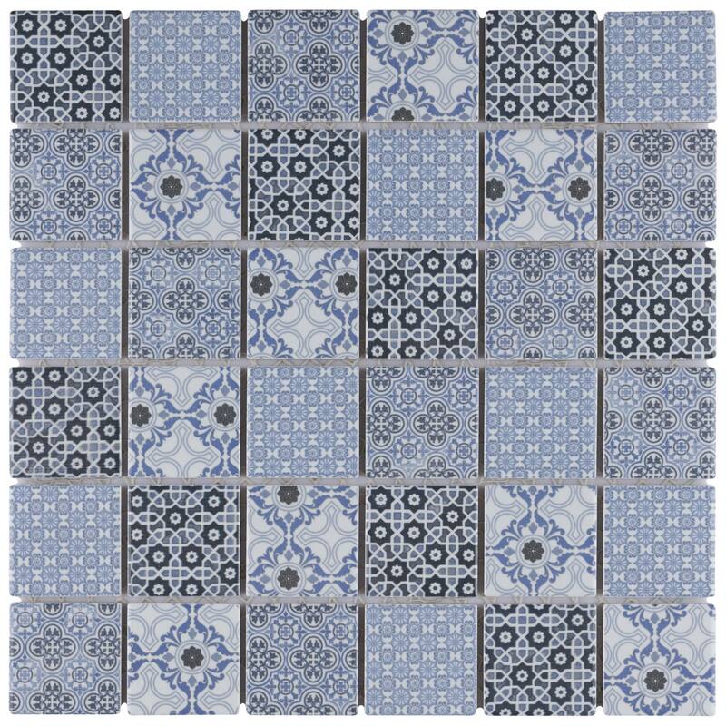 Merola Tile Classico 2" Square Blue 11-3/4" x 11-3/4" Porcelain Mosaic Floor and Wall Tile
