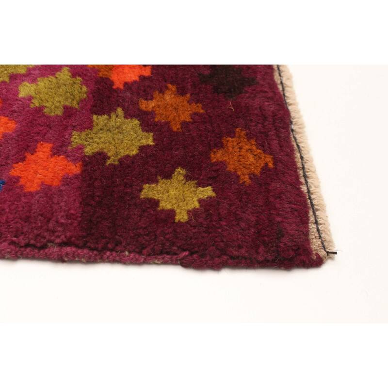 ECARPETGALLERY Hand-knotted Afghan Purple Wool Rug - 2'11 x 8'11