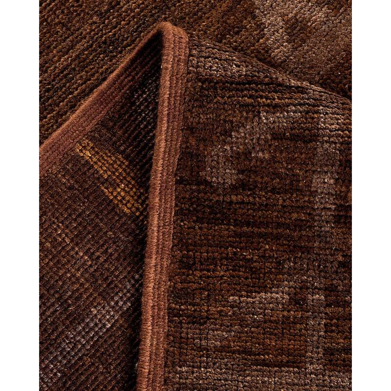 Overton Hand Knotted Wool Vintage Inspired Modern Contemporary Overdyed Brown Area Rug - 6' 2" x 8' 10"