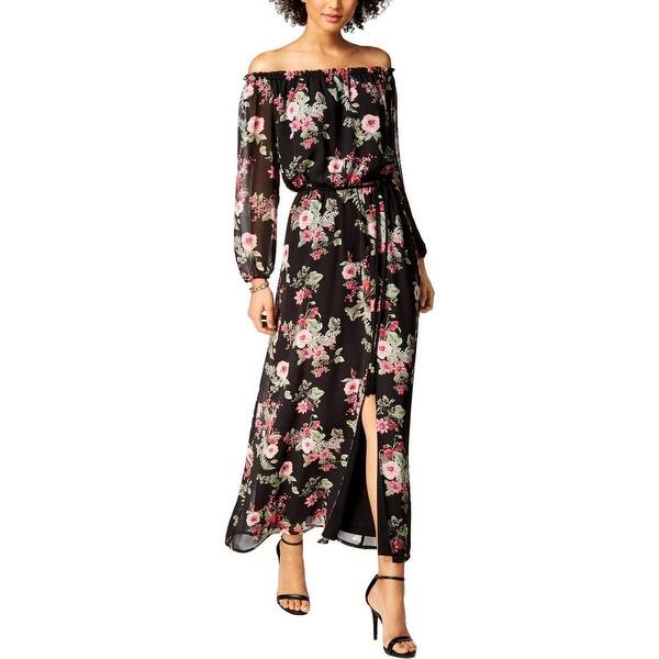 Shop Nine West Womens Dress Black Size 16 Maxi Off Shoulder Floral