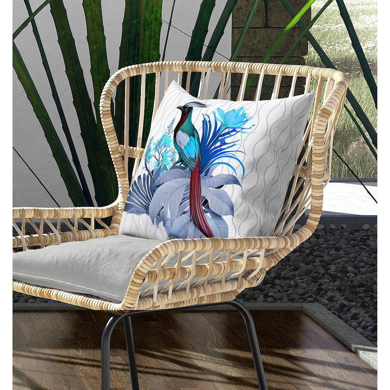 Woodland Flyers Indoor/Outdoor Reversible Throw Pillow White and Blue