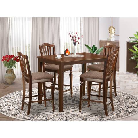 East West Furniture Modern Wood 5-piece Counter-height Dining Set - a Dining Table & 4 Kitchen Chairs (Seat's Type Options)