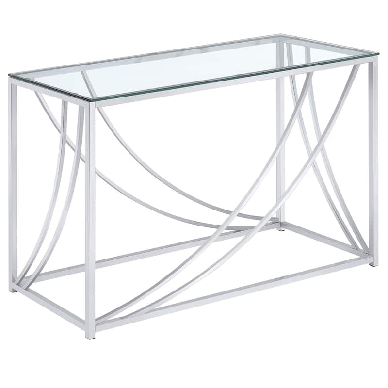 Lille Glass Top Entryway Sofa Console Table Accents Chrome - Glass - Chrome