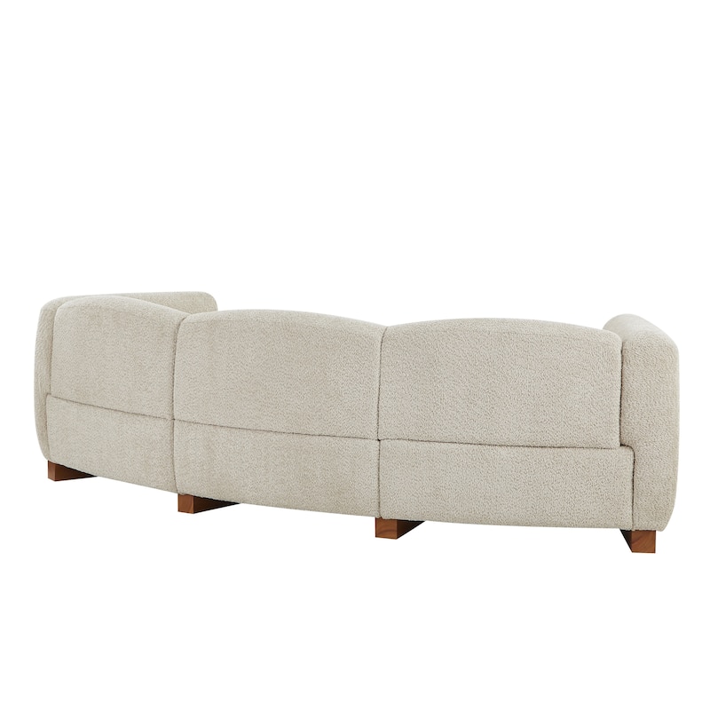 Christopher Knight Home - Curved 3-Seater 106.5" Upholstered Sofa with Solid Wood Frame