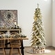 preview thumbnail 2 of 58, Glitzhome Pre-Lit Flocked Pencil Spruce Artificial Christmas Tree with Warm White Lights 7.5 Foot