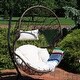 preview thumbnail 2 of 9, Danielle Hanging Basket Egg Chair Swing - Resin Wicker -Beige Cushions