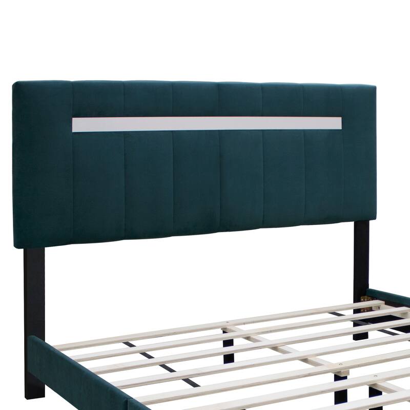 Modern Adjustable Velvet Upholstered Bed