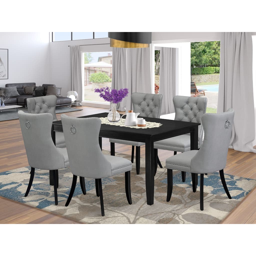 East West Furniture Dining Table Set Contains a Rectangle Kitchen Table and Padded Parson Chairs, Black (Pieces Options)