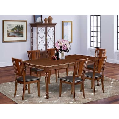 Renaissance Dining Set 7Pc Table & 6 Chairs - 60x78 Inch Rectangular Table with Butterfly Leaf