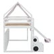 preview thumbnail 34 of 78, Twin/Full Size House Loft Bed with Slide and Tent, Wooden House Bed with Roof Frame, Storage Shelves & Car Shaped Storage Unit