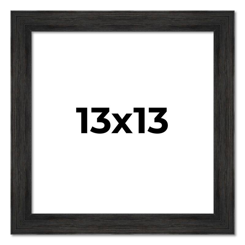13x13 Black Rustic Wide Barnwood Picture Frame - UV Acrylic, Foam Board Backing, Hanging Hardware - Holds 13x13 Photo