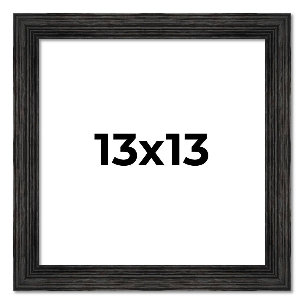 13x13 Black Rustic Wide Barnwood Picture Frame - UV Acrylic, Foam Board Backing, Hanging Hardware