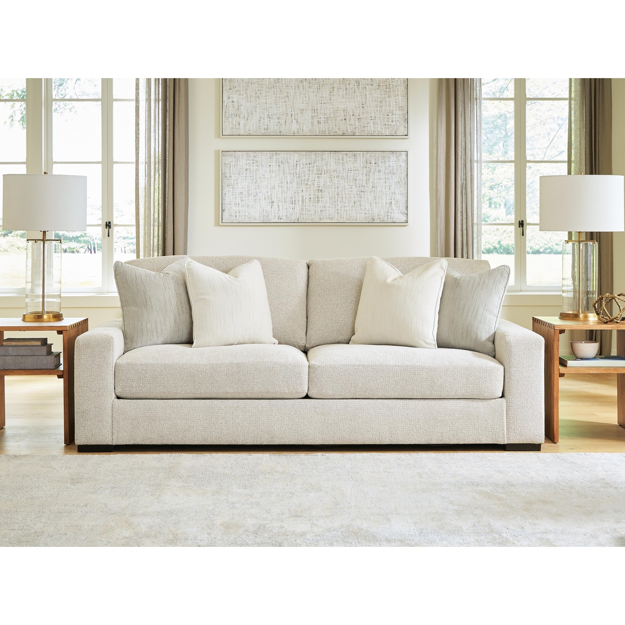 Signature Design by Ashley Cloverview Linen Sofa - 94"W x 43"D x 39"H