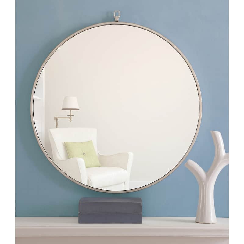 Strick & Bolton Patti Metal 28-inch Round Mirror with Decorative Hook