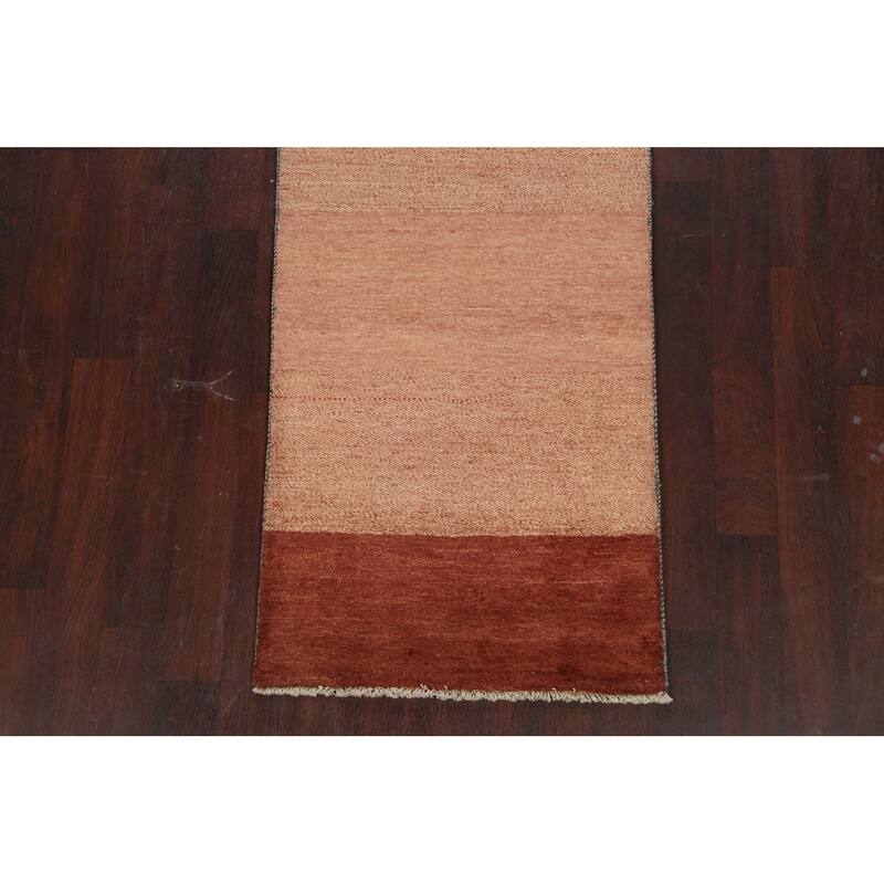Modern Oriental Gabbeh Kashkoli Runner Rug Wool Hand-knotted Carpet - 2'7" x 10'3"