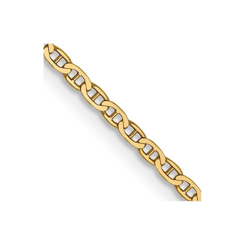 Curata 14k Yellow Gold Solid Polished Lobster Claw Closure 1.5mm Nautical Ship Mariner Anchor Link Chain Bracelet