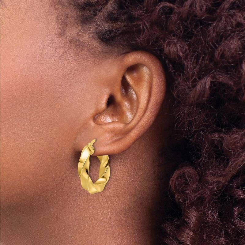 Curata 10k Yellow Gold Polished 22x5.25mm Twisted Round Hoop Earrings