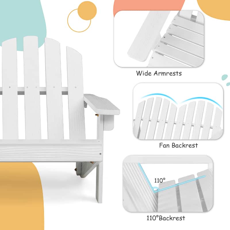 2-Person Outdoor Adirondack Chair with Slatted Seat - 22"x 20" x 35.5"