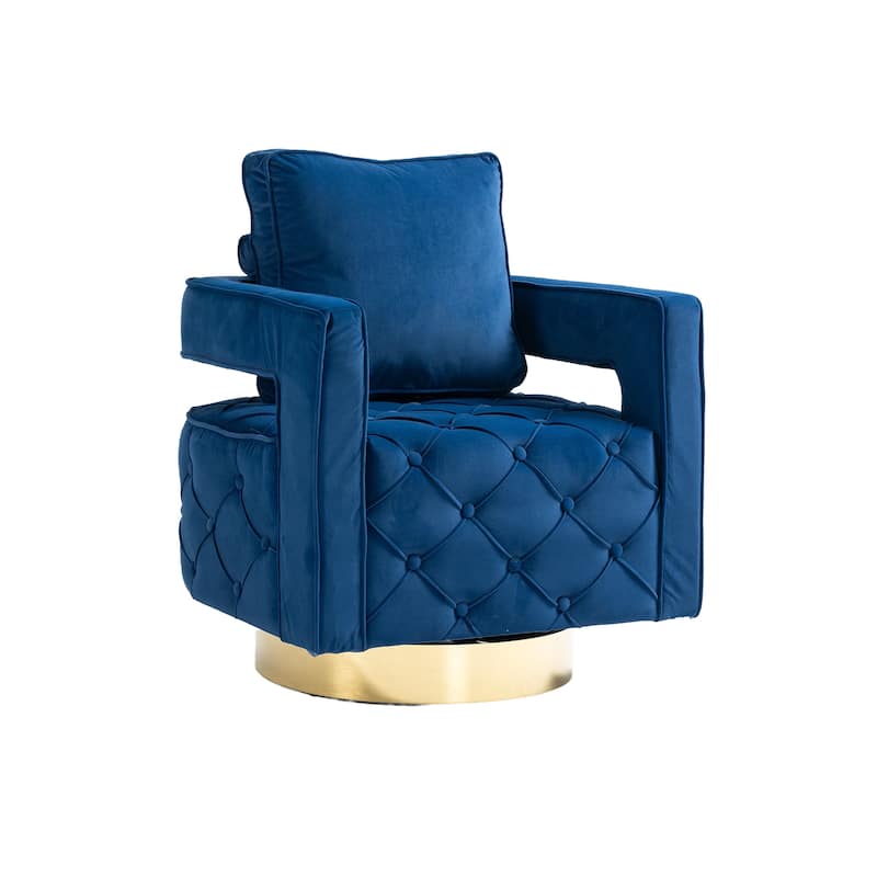 Mid Century 360° Swivel Tufted Accent Armchairs with Velvet Upholstered
