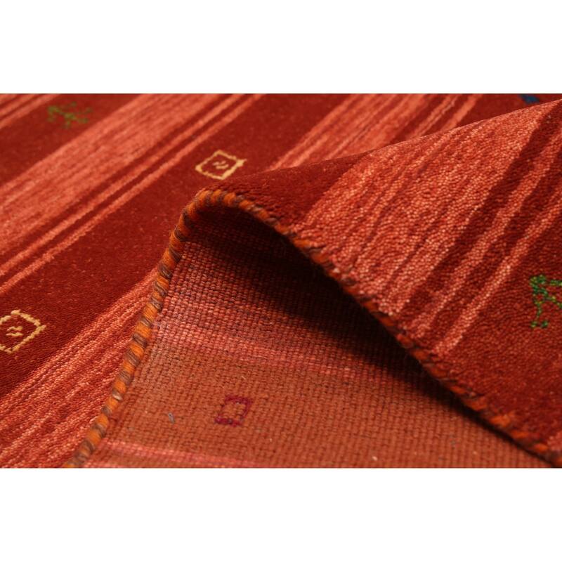 ECARPETGALLERY Hand Loomed Kashkuli Gabbeh Dark Copper Wool Rug - 6'8 x 9'9