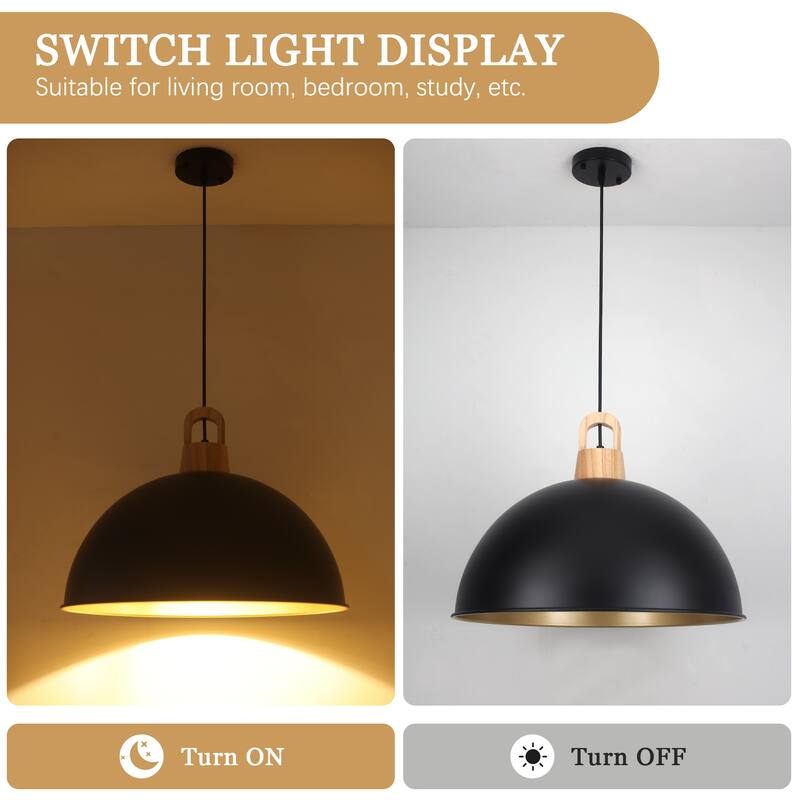 1 - light Industrial Dome Pendant Modern Hanging Lamp for Dining Room Living Room Foyer