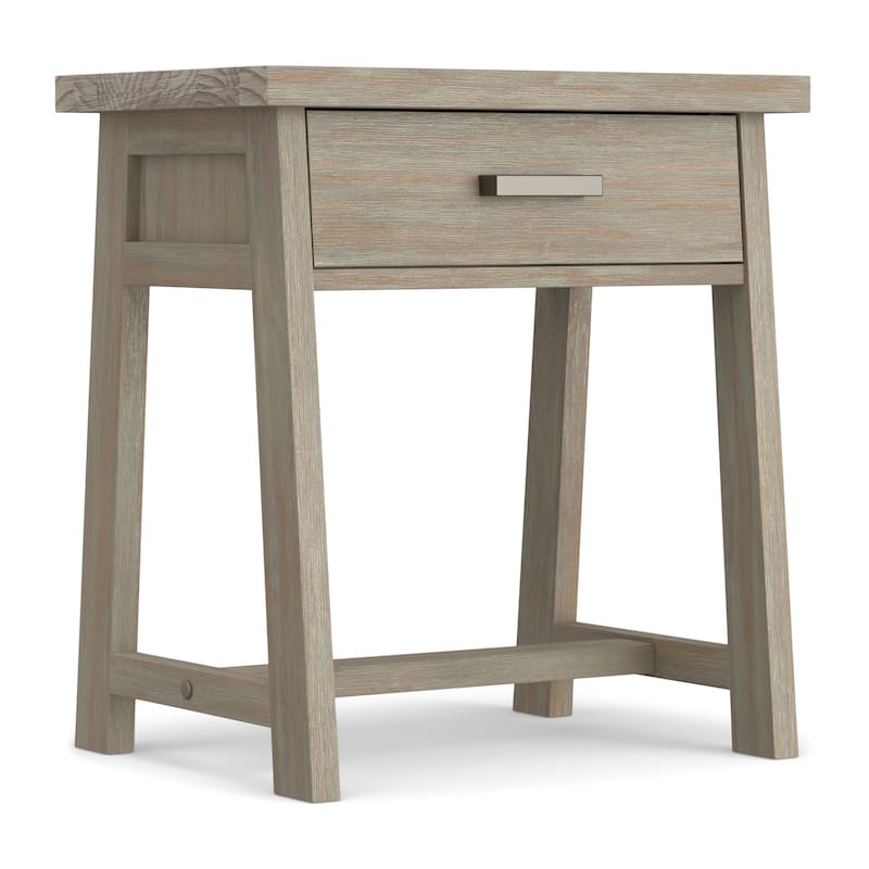 WYNDENHALL Hawkins SOLID WOOD 24 inch Wide Modern Industrial Bedside Nightstand Table