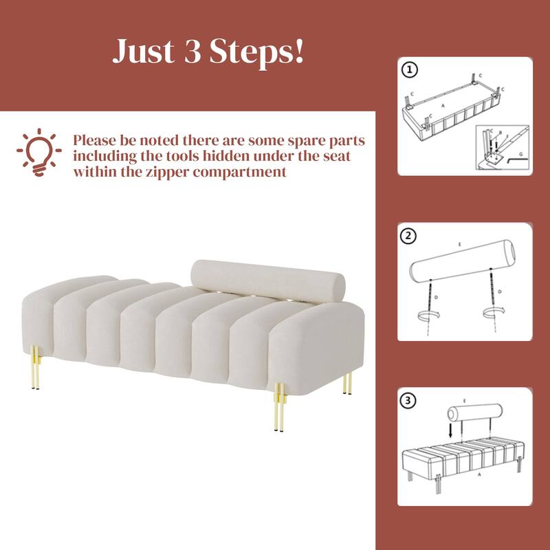 Ouyessir 52.2" Modern Channel Tufted Window Bench with Adjustable Back
