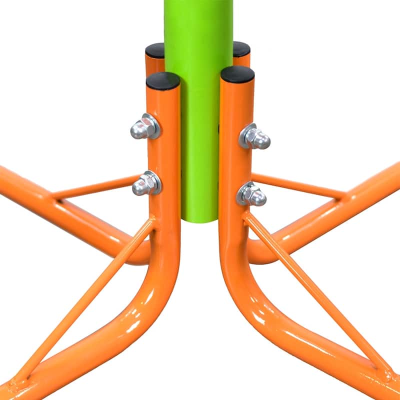 Outdoor Playground Four Seats for Kids 360 Degree Rotating Sturdy Plastic Seat Seesaw Blue and Green for Kids Age 3+