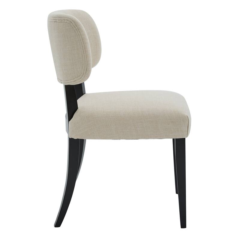 Wooden Dining Chairs Set of 2, Fabric Upholstered Dining Room Chair & Kitchen Chairs, Accent Chair with Curved Backrest
