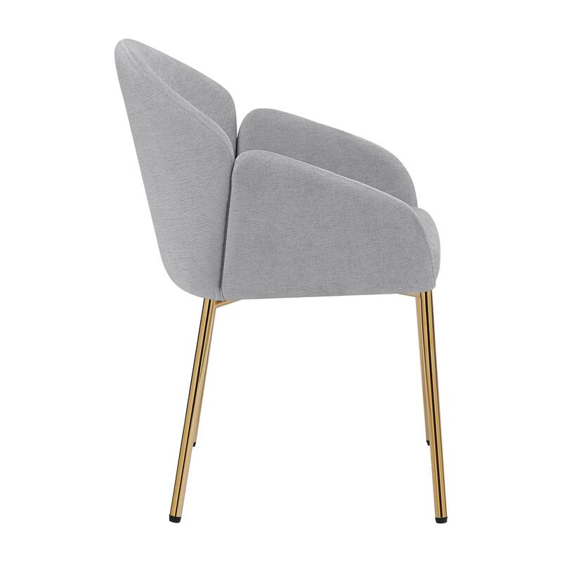 Catherinae Polyester Upholstered Dining Chair (set of 2) with Golden Brass by Christopher Knight Home