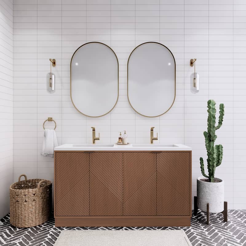 Milano 60" Freestanding Bathroom Vanity with Double White Acrylic Sink